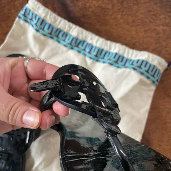Tory Burch Glossy Black Sandals - Picture 2 of 6